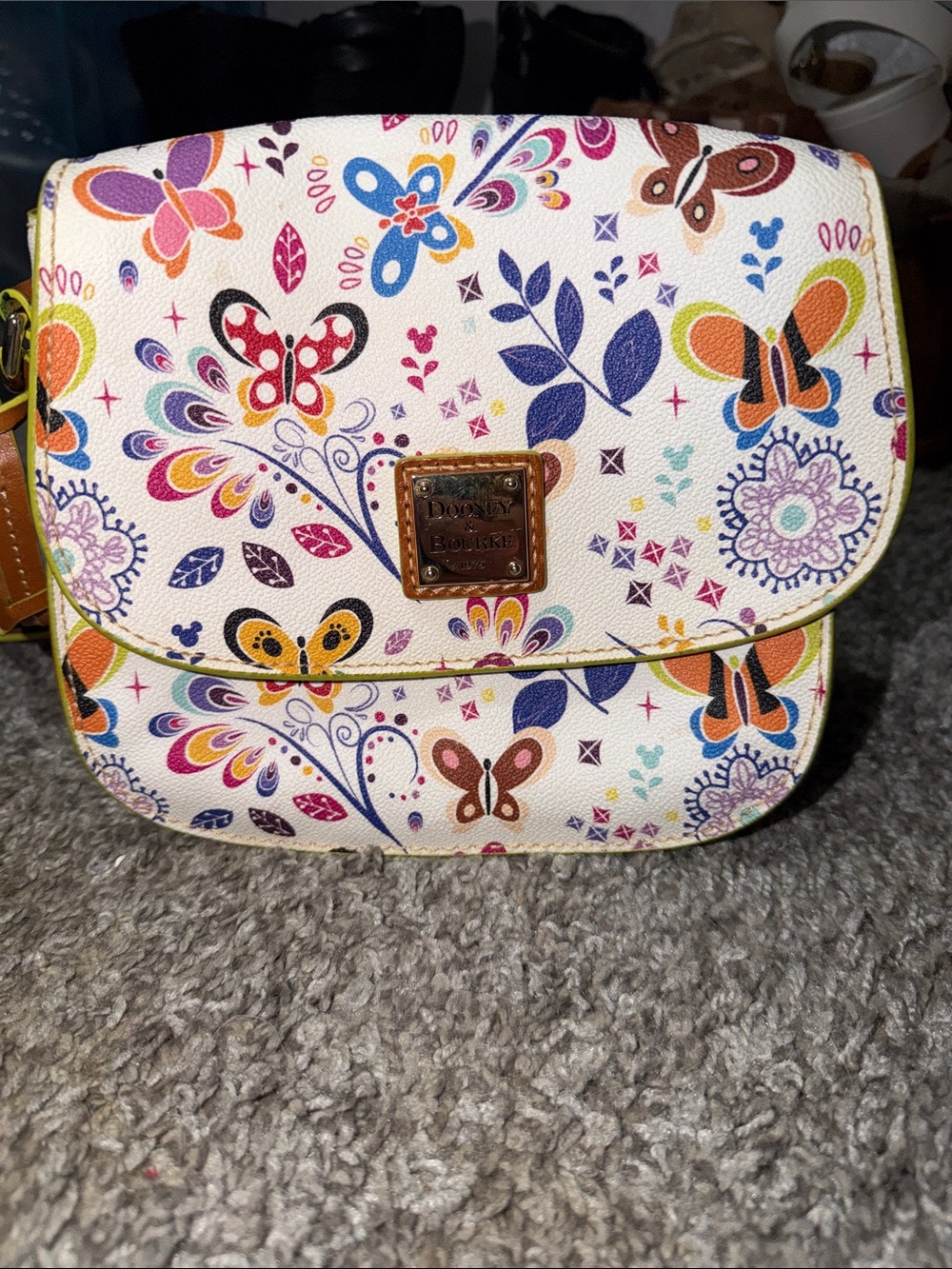 Dooney & Bourke White Multicolor Butterfly Floral Crossbody
